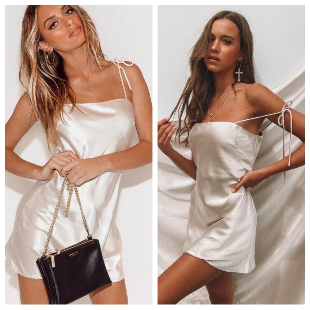 Princess Polly tie shoulder silky slip mini dress